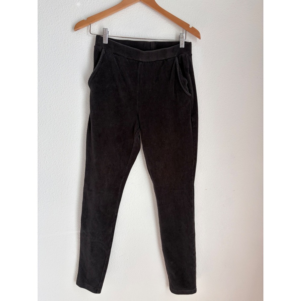 Lands End Womens Corduroy Leggings Charcoal Gray Pull On Slim‎ Pants Small